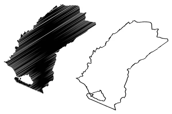 Grand Cape Mount İlçesi (Liberya Eyaletleri, Liberya Cumhuriyeti) harita vektör çizimi, çizim Grand Cape Mount haritası — Stok Vektör