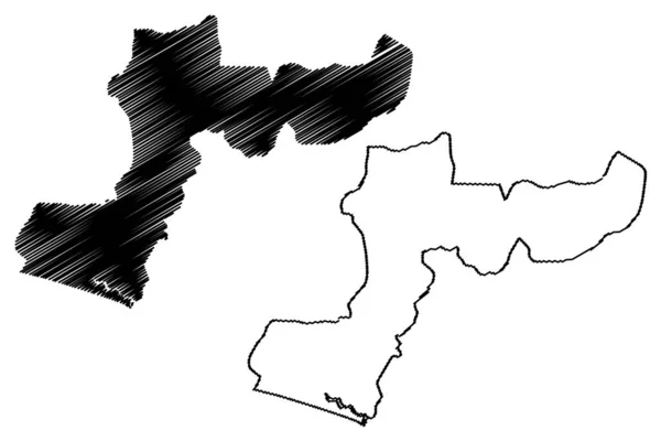 Margibi County (Condados da Libéria, República da Libéria) mapa ilustração vetorial, rabisco esboço Margibi mapa — Vetor de Stock