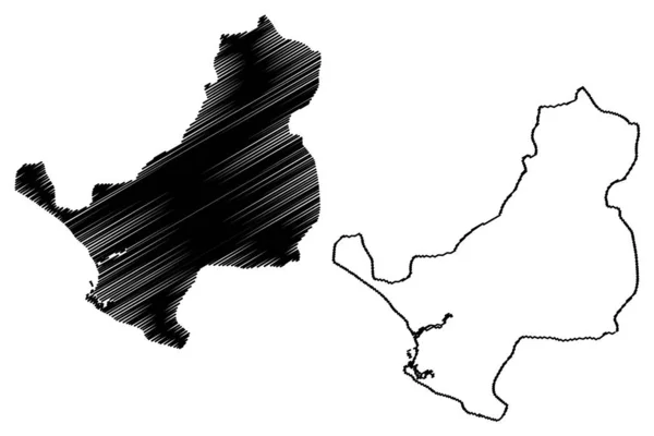 Condado de Montserrado (Condados de Liberia, República de Liberia) mapa vector ilustración, boceto de garabato Montserrado mapa — Archivo Imágenes Vectoriales