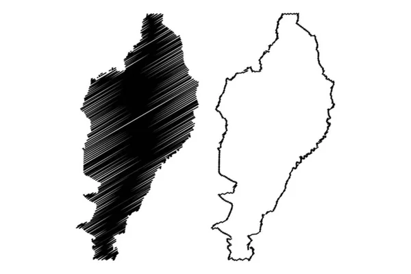 ニンバ郡(リベリア,リベリア共和国)地図ベクトル図,スクリブルスケッチニンバ地図 — ストックベクタ