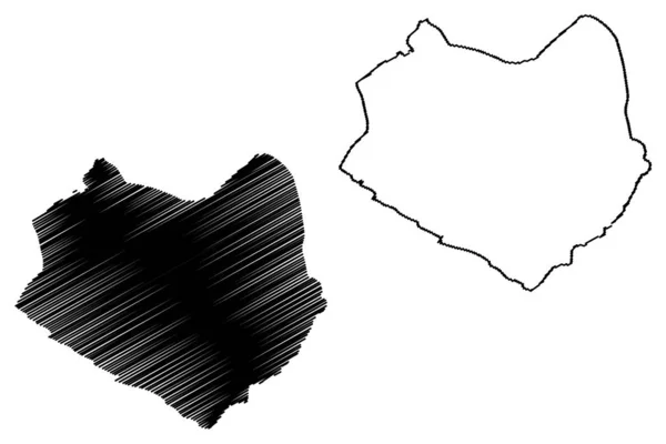 Condado de Sinoe (Condados de Liberia, República de Liberia) mapa vector ilustración, garabato boceto Sinoe mapa — Vector de stock