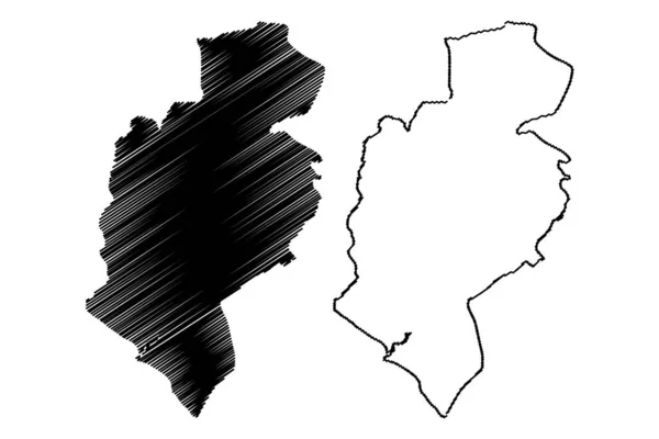 Карта округа Риверцесс (графства Либерии, Республика Либерия), векторная иллюстрация, каракули — стоковый вектор