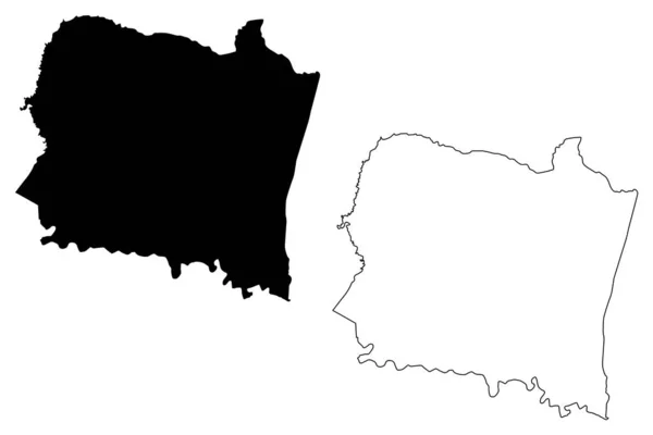 San Sebastian municipality (Commonwealth of Puerto Rico, Porto Rico, PR, Unincorporated territories of the United States) mapa vector illustration, scribble sketch San Sebastian map — Archivo Imágenes Vectoriales