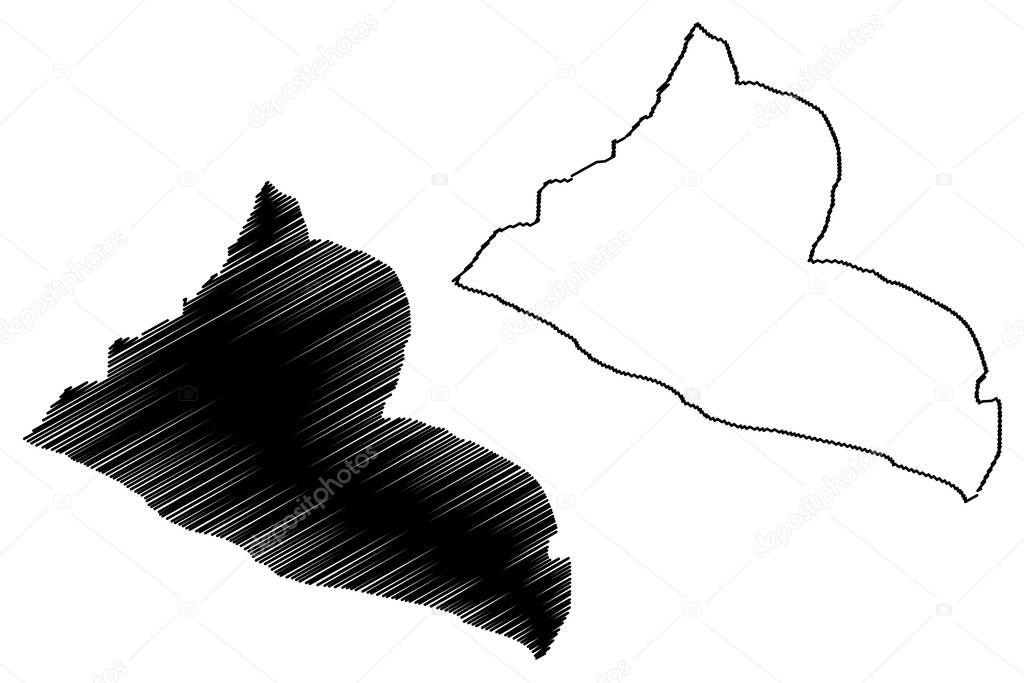 Grand Kru County (Counties of Liberia, Republic of Liberia) map vector illustration, scribble sketch Grand Kru map