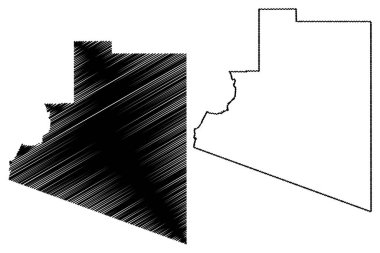Yuma İlçesi, Arizona (ABD eyaleti, Amerika Birleşik Devletleri, Usa, ABD) harita vektör çizimi, karalama çizimi Yuma haritası
