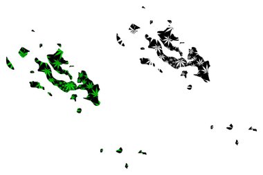 Farasan Adaları (Suudi Arabistan Adaları, Suudi Arabistan Krallığı, Ksa) haritası kenevir yaprağı yeşil ve siyah, Farasan, Sajid ve Zufaf Adası haritası marihuanadan (marihuana, Thc) yapılmıştır.