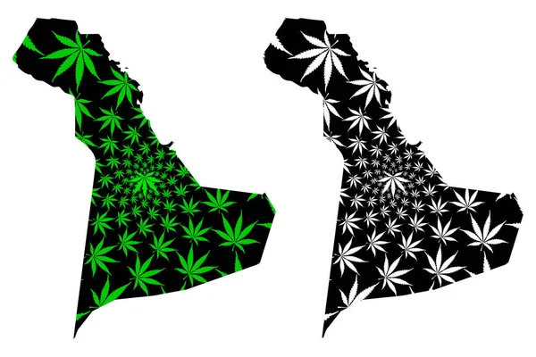Província Oriental (Regiões da Arábia Saudita, Reino da Arábia Saudita, KSA) mapa é projetado folha de cannabis verde e preto, mapa da Região Leste feito de maconha (maconha, THC) foliag — Vetor de Stock