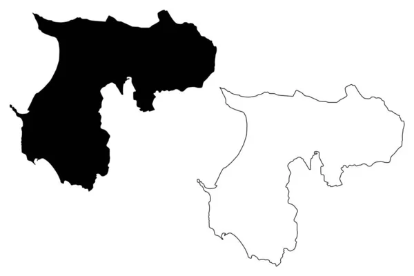 Ilustração do vetor do mapa do condado de Durres (República da Albânia), esboço do scribble Mapa de Durres —  Vetores de Stock