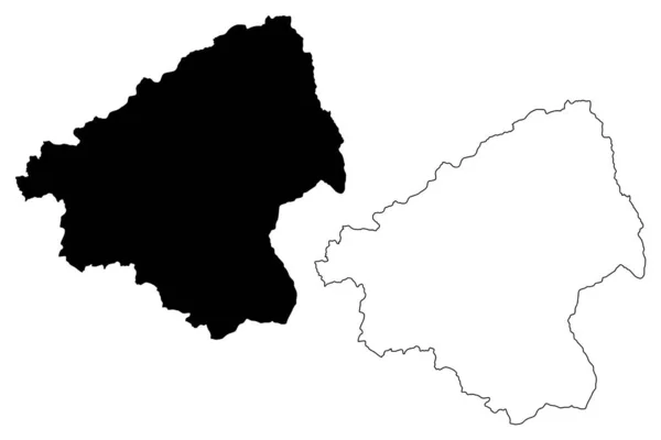 エルバサン郡(アルバニア共和国)地図ベクトル図,スケッチブック｜エルバサン地図 — ストックベクタ