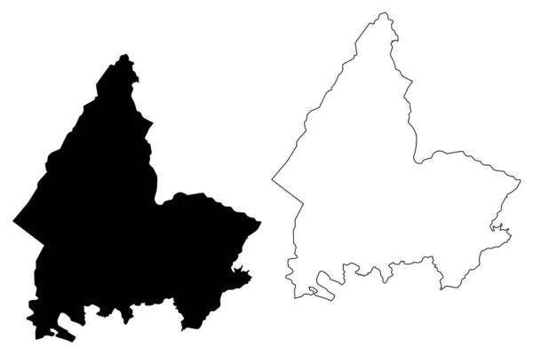 Shkoder县(阿尔巴尼亚共和国)地图矢量图解，抄写草图Shkoder地图 — 图库矢量图片