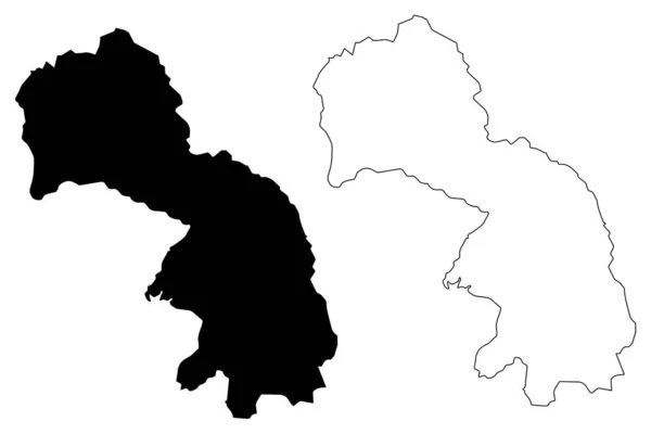 Kukes County (Republiek Albanië) kaart vector illustratie, krabbel schets Kukes kaart — Stockvector