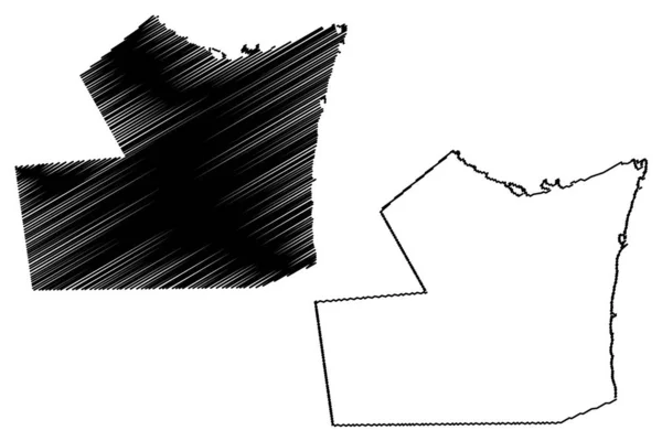 하 갈 리 주 ( 쿠웨이트 주 ), 쿠웨이트 주 ( 쿠웨이트 주 ) 벡터 삽화, 낙서 스케치하기 호갈 리 지도 — 스톡 벡터