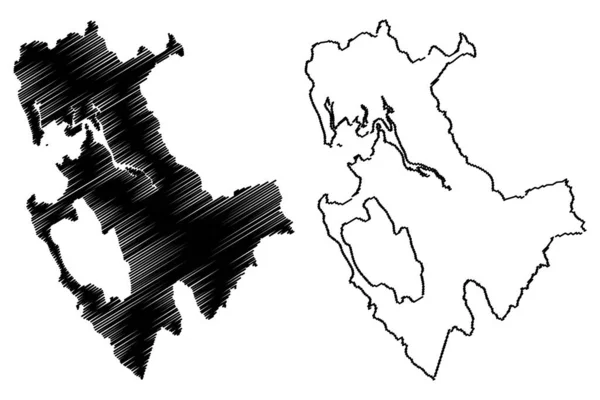 达里安省(巴拿马共和国、巴拿马省)地图矢量图解、速写草图达里安图 — 图库矢量图片