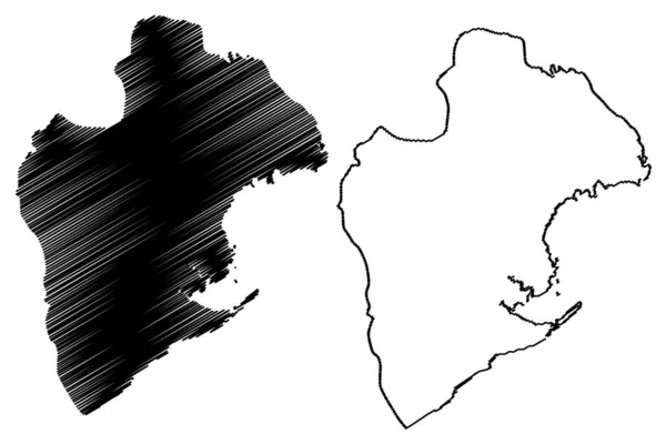 Provincia di Panama Oeste (Repubblica di Panama, Province di Panama) mappa vettoriale, abbozzo scarabocchio Panama Oeste mappa — Vettoriale Stock