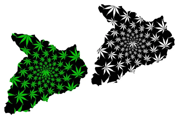 Carte de la province de Baghlan (République islamique d'Afghanistan, provinces d'Afghanistan) est conçu feuille de cannabis vert et noir, carte de Baghlan fait de marijuana (marihuana, THC) foliag — Image vectorielle