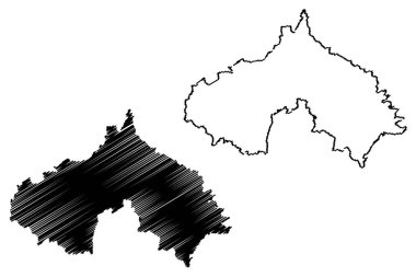 Koprivnica-Krizevci İlçesi (Hırvatistan, Hırvatistan Eyaletleri) harita vektör çizimi, kroki Koprivnica Krizevci haritası