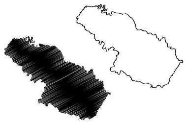 Virovitica-Podravina İlçesi (Hırvatistan, Hırvatistan Eyaletleri) harita vektör çizimi, çizim Virovitica Podravina haritası