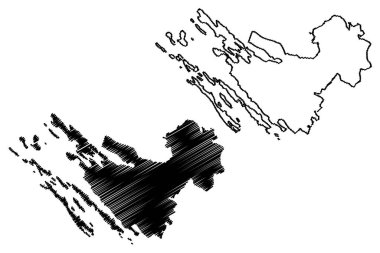 Zadar İlçesi (Hırvatistan Eyaletleri, Hırvatistan Cumhuriyeti) harita vektör çizimi, çizim Zadar (Dugi otok, Ugljan, Pasman ve Pag adası)