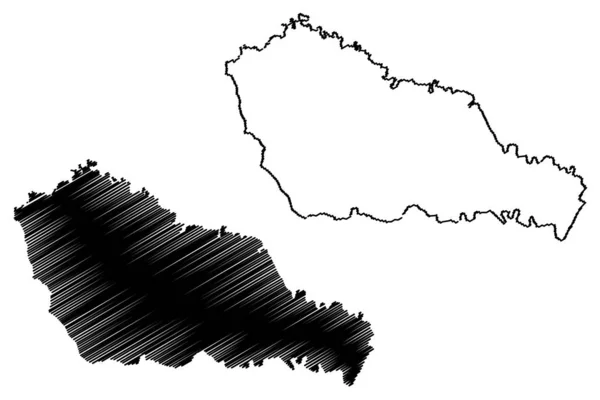 Medimurje County (graafschappen van Kroatië, Republiek Kroatië) kaart vector illustratie, krabbel schets Medimurje kaart — Stockvector