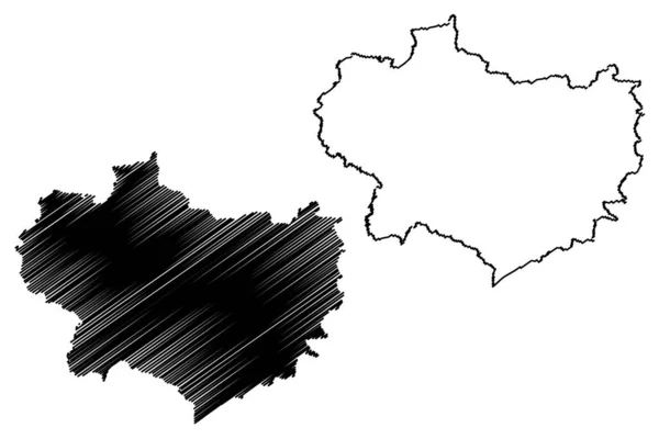 Krapina-Zagorje County (Condados da Croácia, República da Croácia) mapa ilustração vetorial, esboço de rabiscos Krapina Zagorje mapa — Vetor de Stock