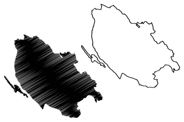 Lika-Senj County (Condados da Croácia, República da Croácia) mapa ilustração vetorial, esboço de rabiscos Lika Senj mapa — Vetor de Stock