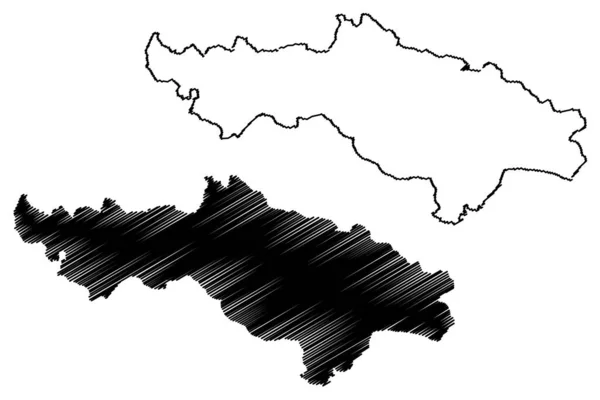 Pozega-Slavonia County (Counties of Croatia, Republic of Croatia) mapa vector illustration, scribble sketch Pozega Slavonia mapa — Vector de stock