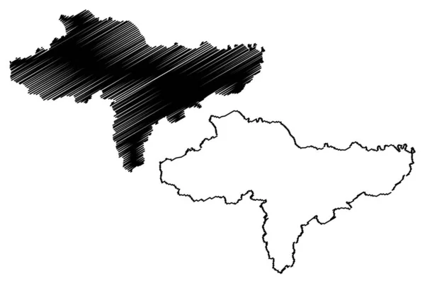 Varazdin County (Condados da Croácia, República da Croácia) mapa ilustração vetorial, rabisco esboço Varazdin mapa —  Vetores de Stock