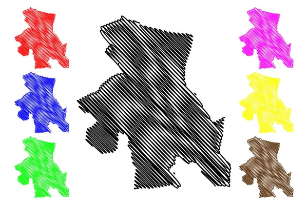 Region Osh (Republika Kirgiska, Kirgistan, regiony Kirgistanu) mapa wektor ilustracja, skecz bazgroły Osh ma — Wektor stockowy