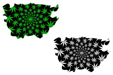 Ain Defla Eyaleti (Cezayir Eyaletleri, Cezayir Demokratik Cumhuriyeti) haritası kenevir yaprağı yeşil ve siyah, Ain Defla haritası marihuana (marihuana, Thc) yaprağından yapılmıştır.