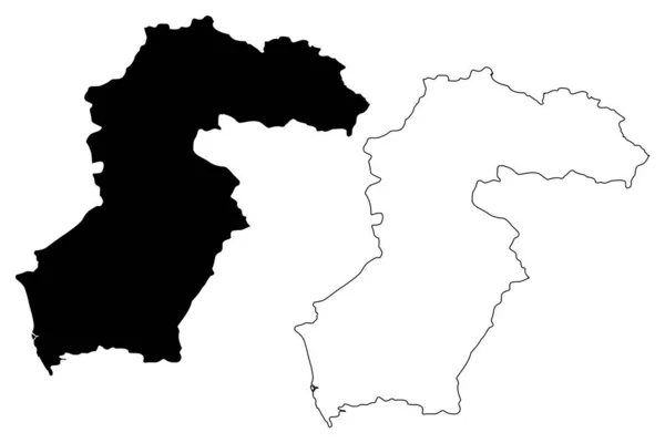 Samegrelo-Zemo Svaneti região (República da Geórgia - país, divisões administrativas da Geórgia) mapa ilustração vetorial, esboço de rabiscos Samegrelo Zemo Svaneti ma —  Vetores de Stock