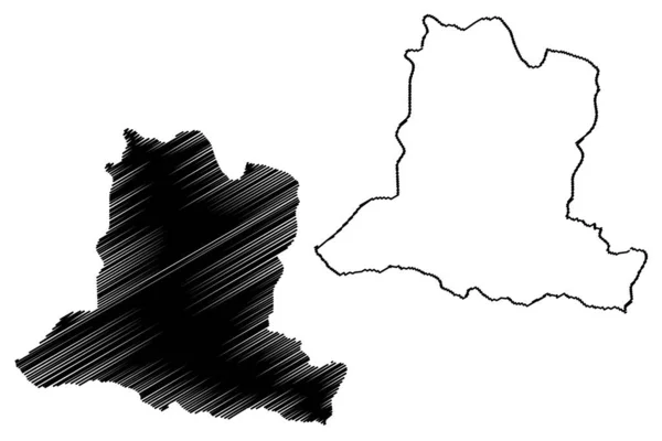 Prefectura de Basse-Kotto (Prefectures of the Central African Republic, CAR) mapa vector illustration, scribble sketch Basse Kotto mapa — Vector de stock