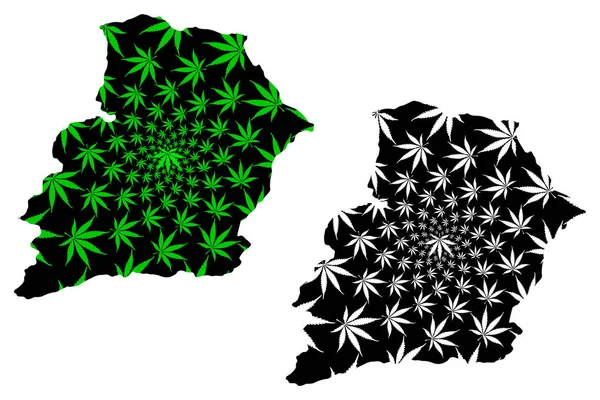 Província de Samangan (República Islâmica do Afeganistão, Províncias do Afeganistão) mapa é projetado folha de cannabis verde e preto, Samangan mapa feito de maconha (maconha, THC) foliag — Vetor de Stock