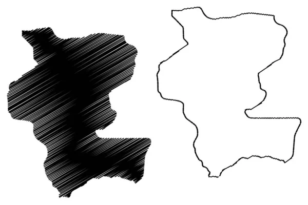 Kemo prefectures of the Central African Republic, car) map vector illustration, scribble sketch kemo map — 스톡 벡터