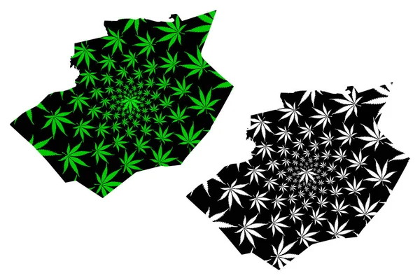 Mapa prowincji Bechar (prowincje Algieria, Ludowa Demokratyczna Republika Algierii) jest zaprojektowana jako zielono-czarna mapa liści marihuany (marihuana, Thc) foliag — Wektor stockowy