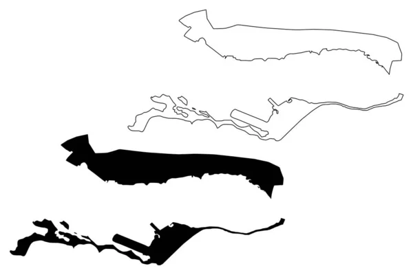 Kingston Parish (Parishes of Jamaica, Surrey County) map vector illustrch, scribble sketch Kingston - Saint John map — стоковий вектор