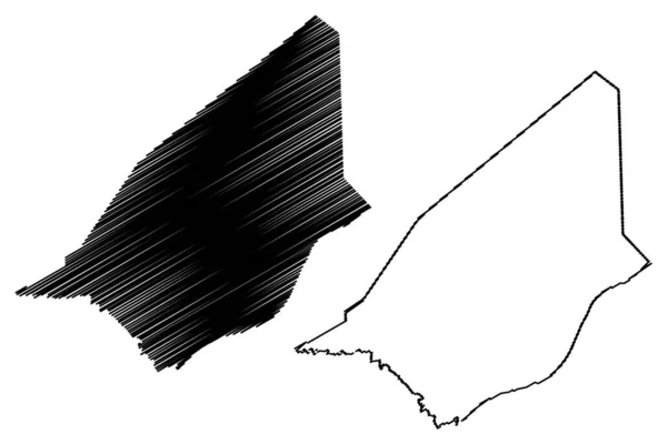 Brakna Region (Regions of Mauritania, Islamic Republic of Mauritania) map vector illustration, scribble sketch Brakna map — ストックベクタ