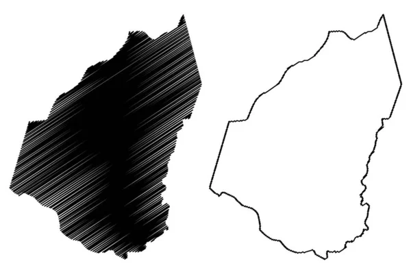 Região de Guidimaka (Regiões da Mauritânia, República Islâmica da Mauritânia) mapa ilustração vetorial, rabisco esboço Guidimaka mapa — Vetor de Stock