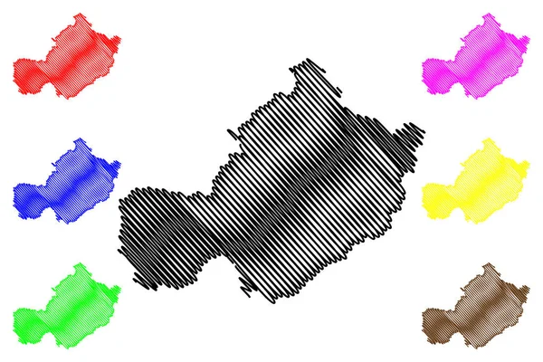 Westmeath County Council (República da Irlanda, Condados da Irlanda) mapa ilustração vetorial, esboço de rabiscos Westmeath ma — Vetor de Stock