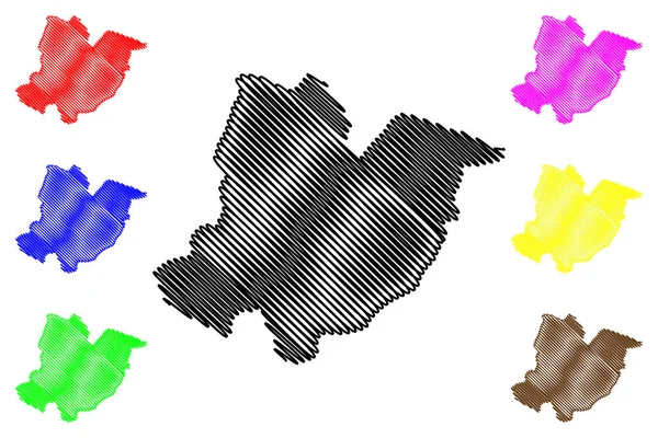 Condado de Bomi (Condados de Liberia, República de Liberia) mapa vector ilustración, garabato bosquejo Bomi mapa — Archivo Imágenes Vectoriales
