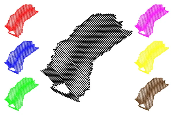 Grand Cape Mount County (Counties of Liberia, Republic of Liberia) mapa vector ilustración, boceto de garabato Grand Cape Mount mapa — Vector de stock