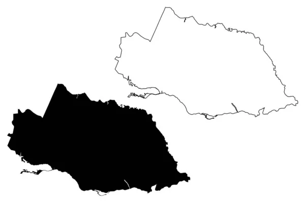 Surrey İlçesi (Jamaika Eyaletleri) harita vektör illüstrasyonu, eşkal çiz Surrey haritası — Stok Vektör