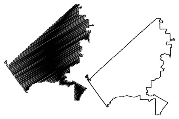 Oceanside City (città degli Stati Uniti d'America, città degli Stati Uniti d'America) mappa vettoriale illustrazione, abbozzo scarabocchio — Vettoriale Stock