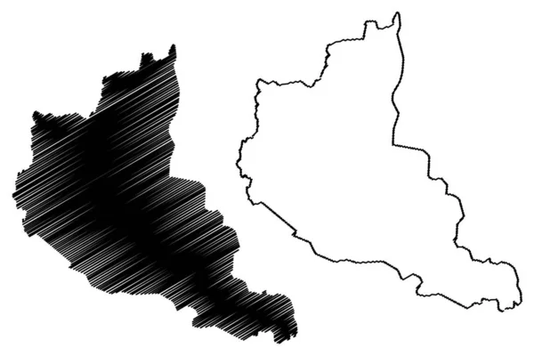 Anseba Region (Róg Afryki, stan Erytrea, regiony Erytrei) mapa wektor ilustracja, skecz bazgroły Anseba mapa — Wektor stockowy