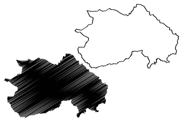 Debub Region (Afrikas horn, Staten Eritrea, Eritrea regioner) karta vektor illustration, klotskiss Södra regionen karta — Stock vektor