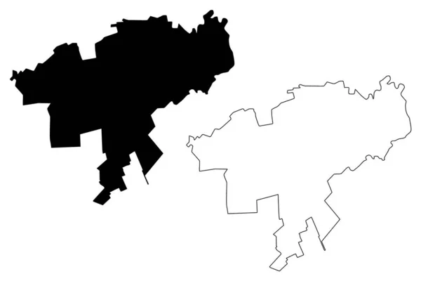 Distrito de Causeni (República da Moldávia, divisões administrativas da Moldávia) mapa ilustração vetorial, esboço de rabiscos Mapa de Causeni — Vetor de Stock