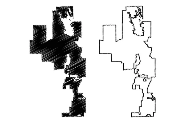 Peoria City (Spojené státy americké, Spojené státy americké, usa city) map vector illustration, scribble sketch Mapa města Peoria — Stockový vektor