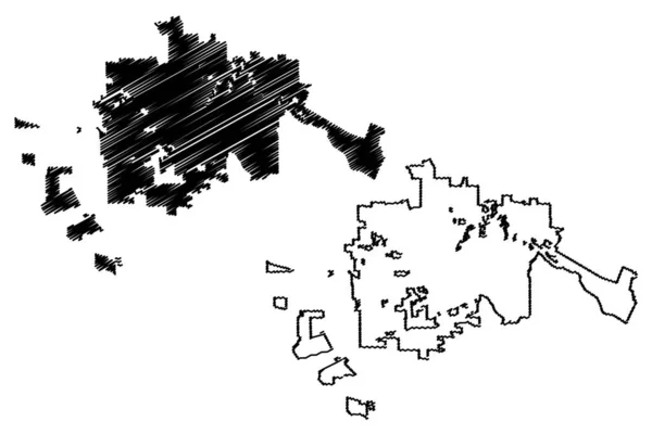 圣罗萨市（美国城市，美国，美国城市）地图矢量图解，速写草图圣罗萨市地图 — 图库矢量图片