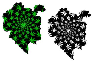 Denguele Bölgesi (Fildişi Sahili, Cote divoire Cumhuriyeti) haritası kenevir yaprağı yeşil ve siyah, Denguele haritası marihuana (marihuana, Thc) yaprağından yapılmıştır.