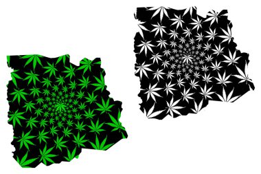 Sassandra-Marahoue Bölgesi (Fildişi Sahili, Cote Cumhuriyeti) haritası kenevir yaprağı yeşil ve siyah, Sassandra Marahoue haritası marihuana (marihuana, Thc) yapraklarından yapılmıştır.