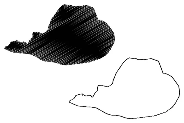 波斯尼亚-波德林杰县（比什，波斯尼亚-黑塞哥维那联邦，比什）地图矢量图解，速写草图波斯尼亚-波德林杰地图 — 图库矢量图片